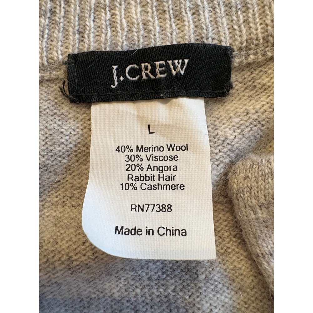 J.Crew Gray Merino Wool Angora Cashmere Blend Cardigan Sweater Jeweled Button L - Picture 3 of 9